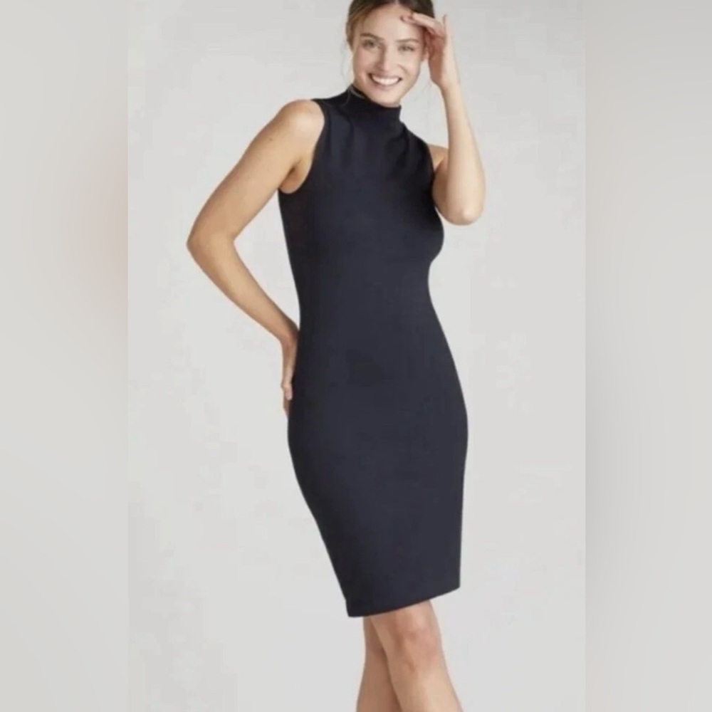 NWT Yummie Lagos Mock Neck Smoothing Black Tank Dress  Size Small